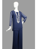 Tunic T217-S2342-P-Navy Silk Georgette Tunic