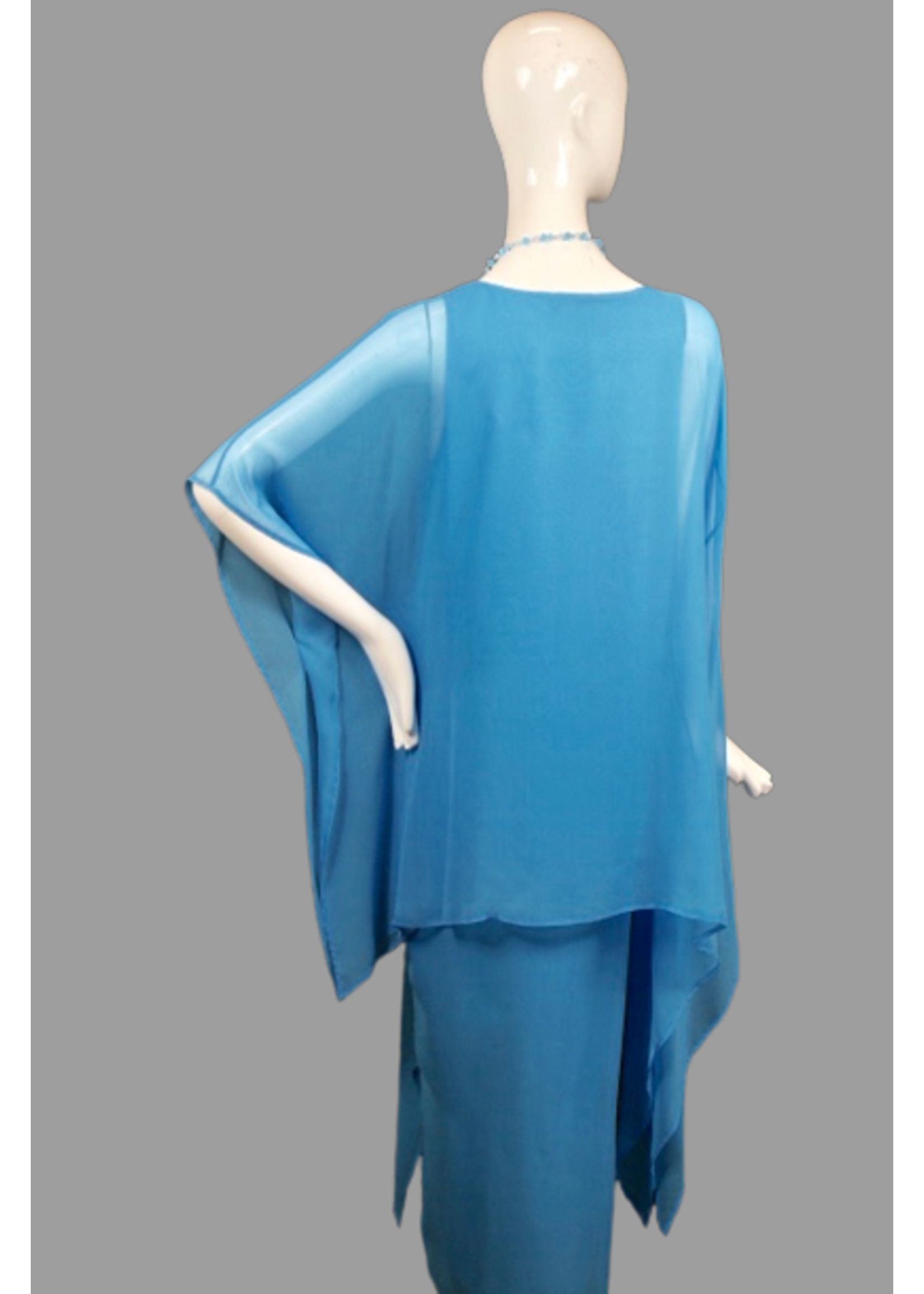 Dress DC409-S2049-P-Turquoise georgette dress
