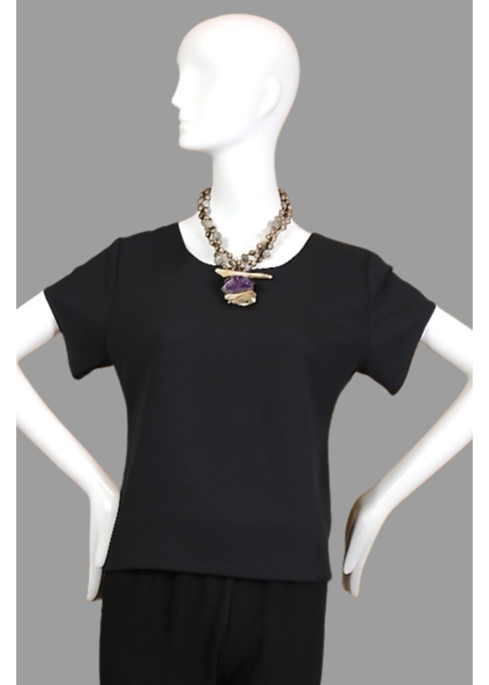 T2068-MS001-Black Sophia Tunic Short Sleeve