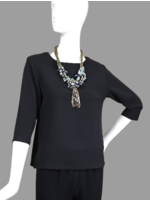 T2065-MS001-Black Sophia Tunic 3/4 Sleeve