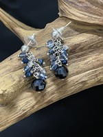 AC01-4817-23 Navy crystals danggle earrings