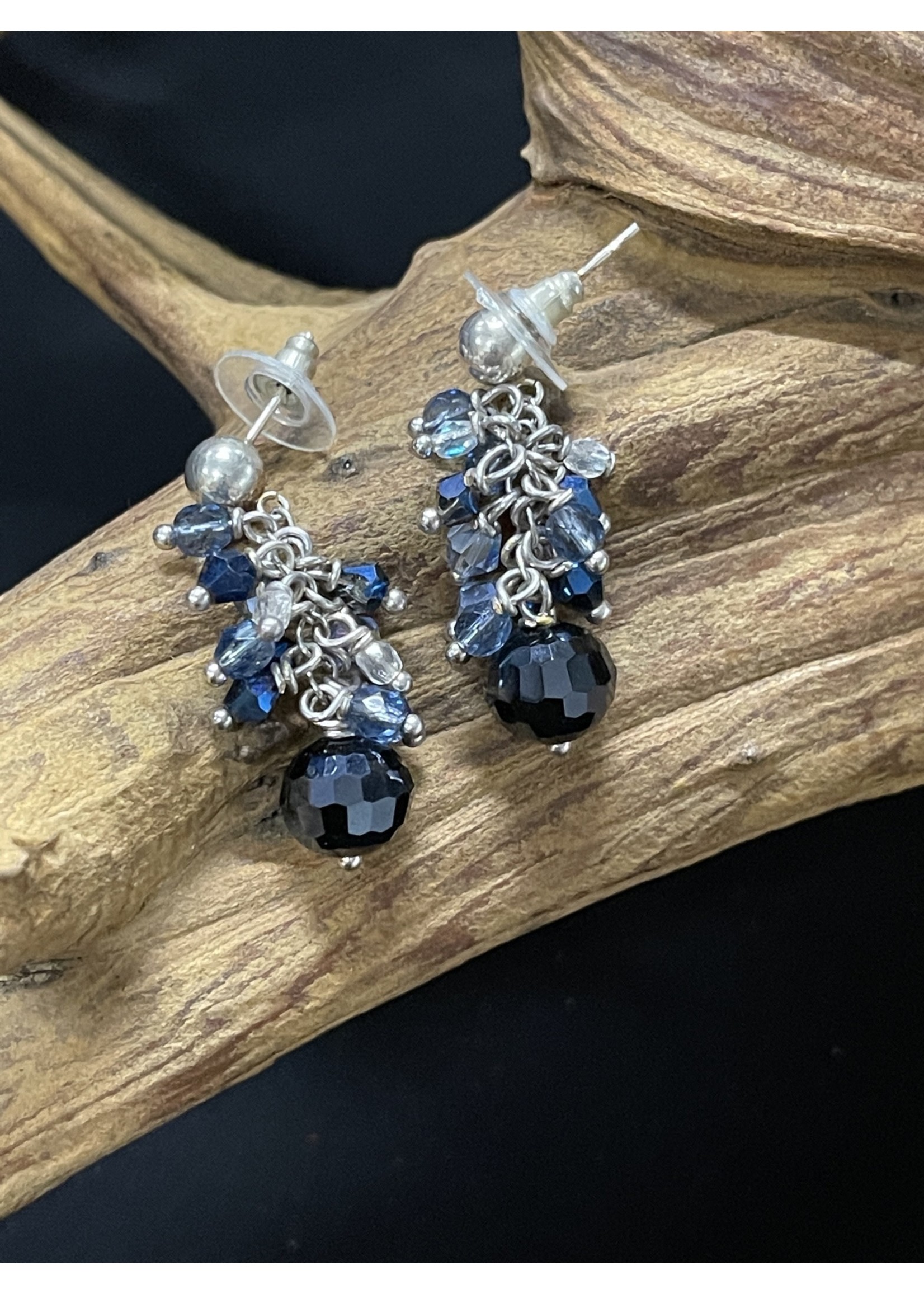 AC01-4817-23 Navy crystals danggle earrings