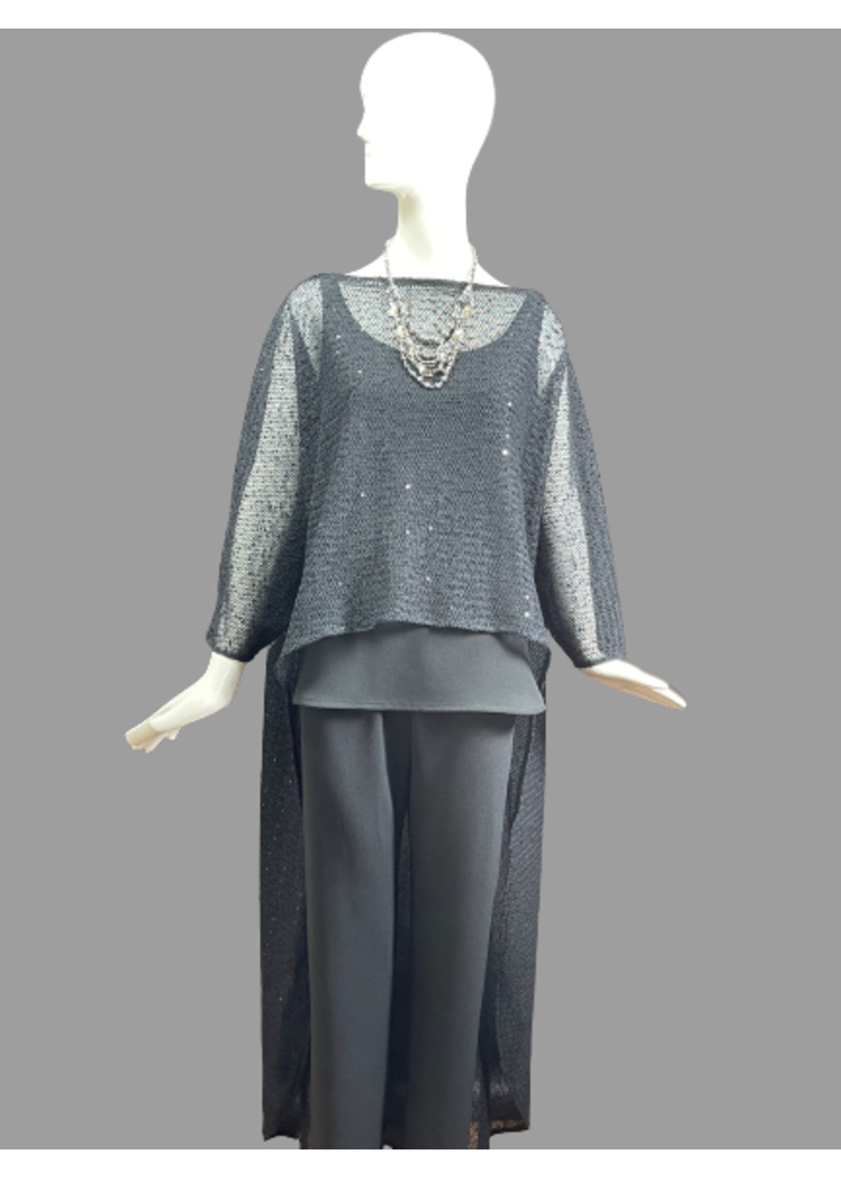 Cape C8010-L/XL-Black mesh w/ sequin  cape