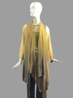 C890-S2119-O/S-Brown/ gold ombre georgette poncho