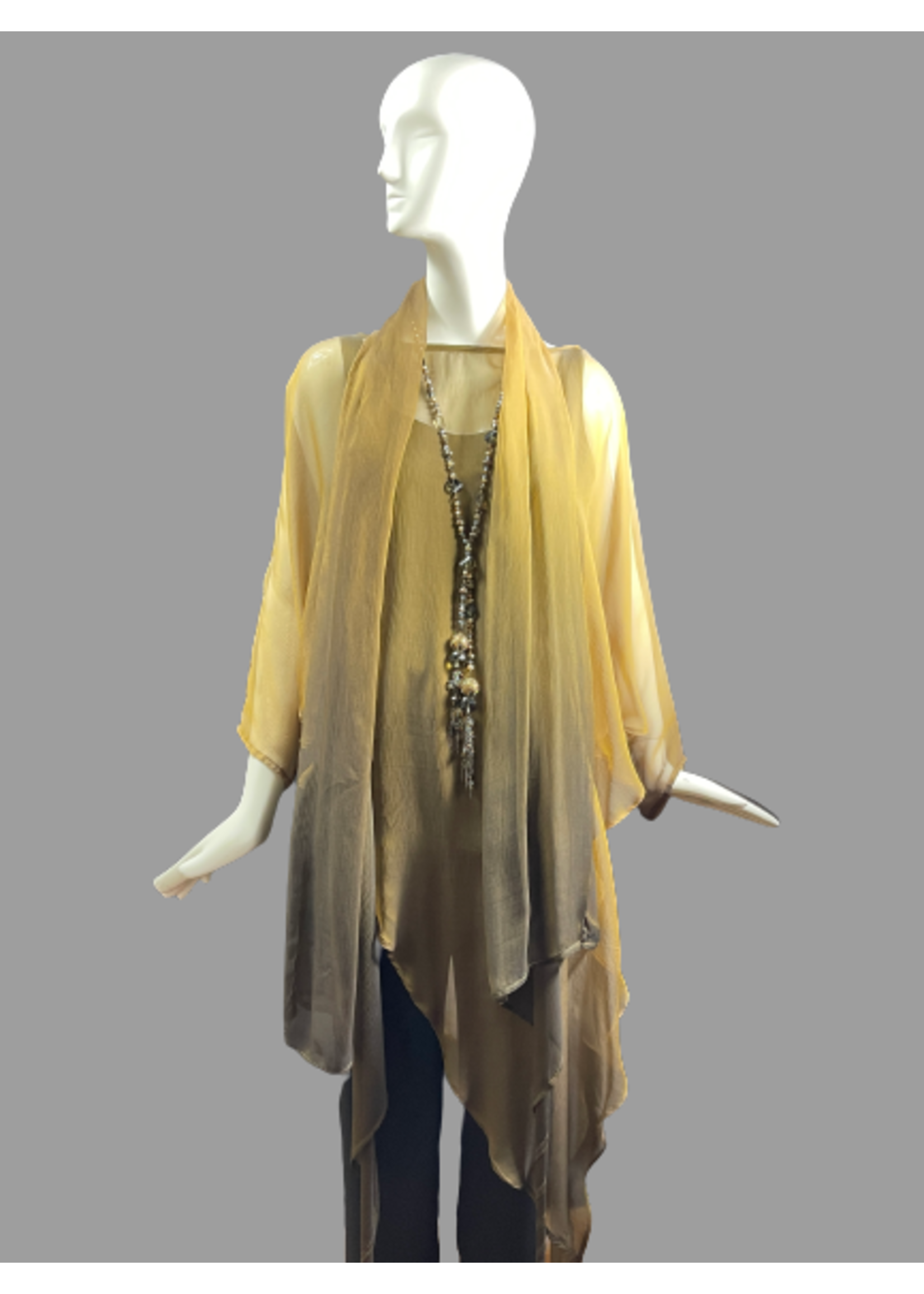 C890-S2119-O/S-Brown/ gold ombre georgette poncho