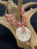 AC01-4829-23 Cherry Quartz & shell pendant Necklace