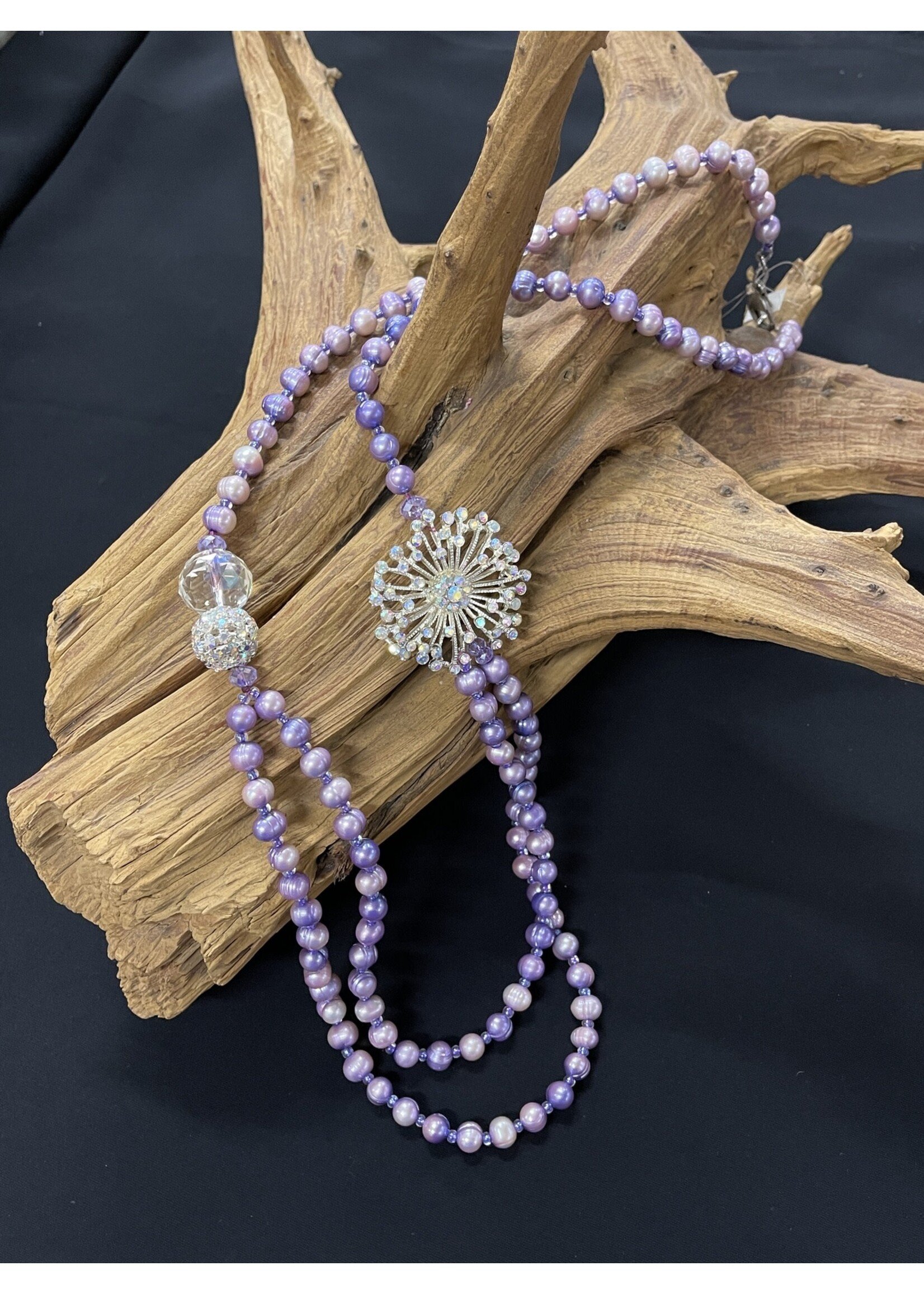 AC01-4845-23 Lilac potato pearls long necklace