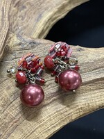 AC01-4879-23 Garnet Pearls & crystals Earrings