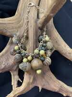 AC01-4876-23 Olive Wooden balls Necklace