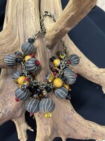 NECKLACE AC01-4875-23 Green, Yellow & Red balls on antique gold chain Necklace