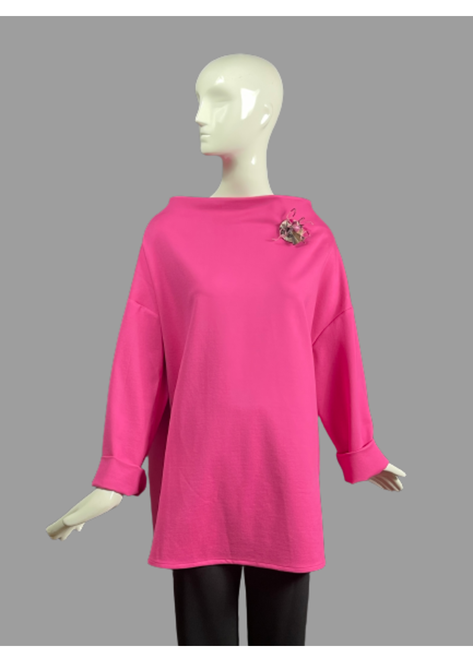 T2521-ST384- M/L Hot Pink Knit Tunic