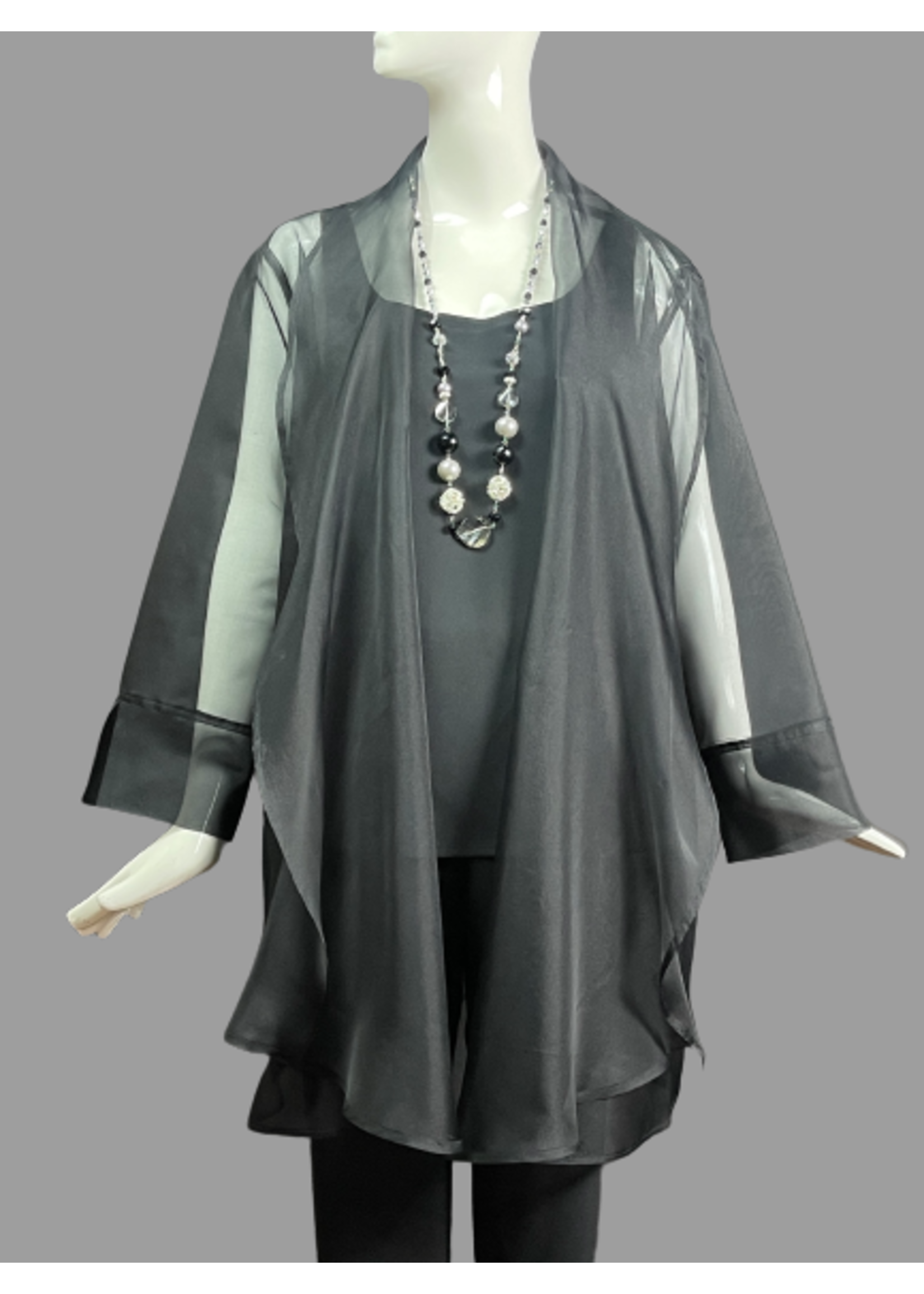 J6149-S2196-XL  Black Organza Jacket -XL-