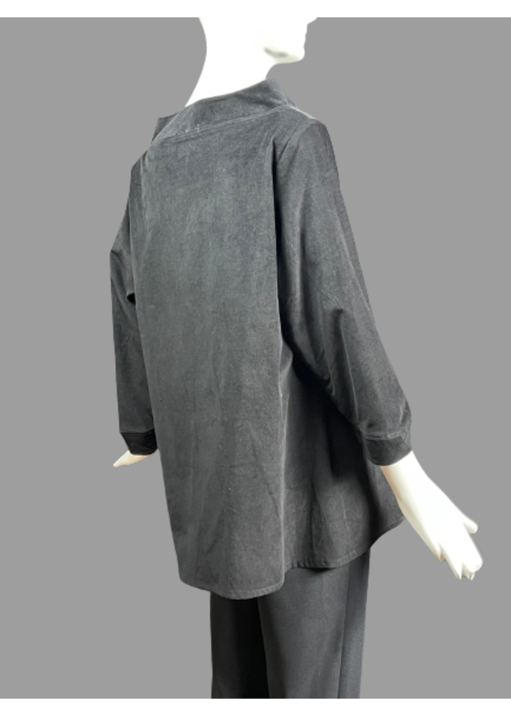 T2522-C0572-Black Corduroy Tunic