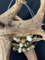 AC01-4892-23 Antique Gold & White Bone  Necklace