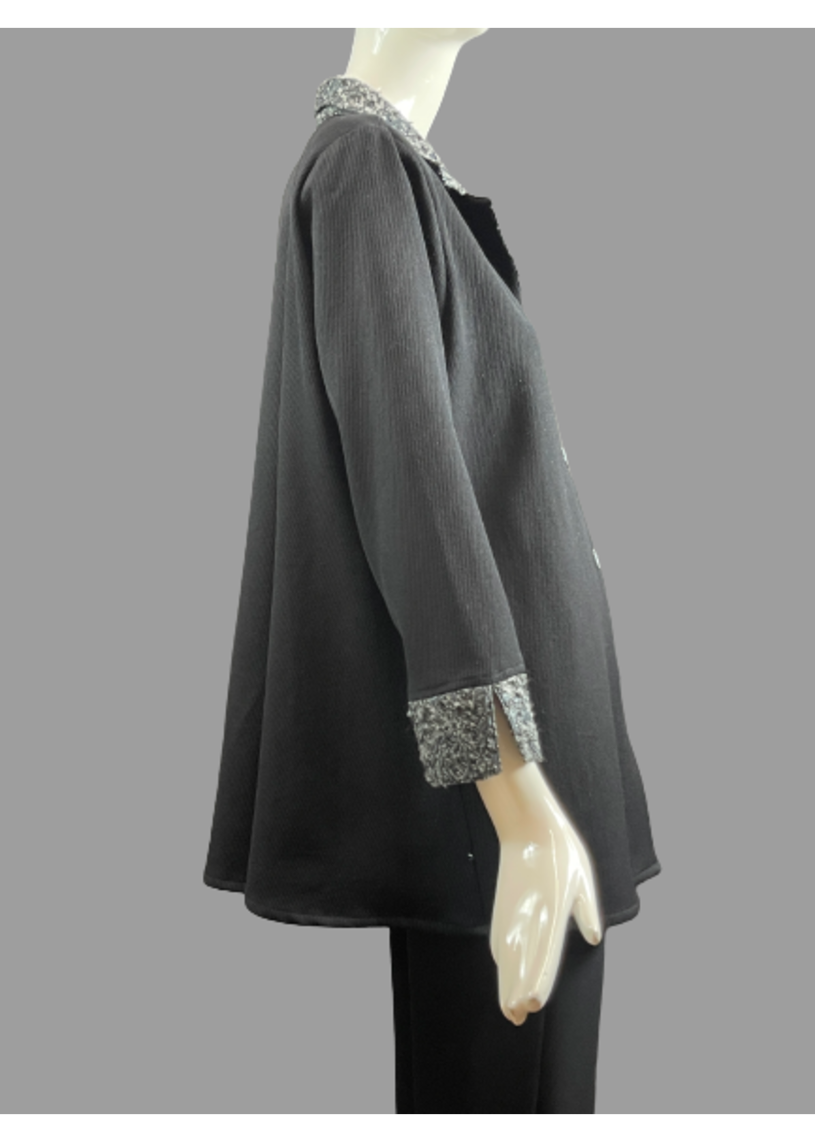 J5990-W0121-S- Black Wool & Gray Jacket -S-