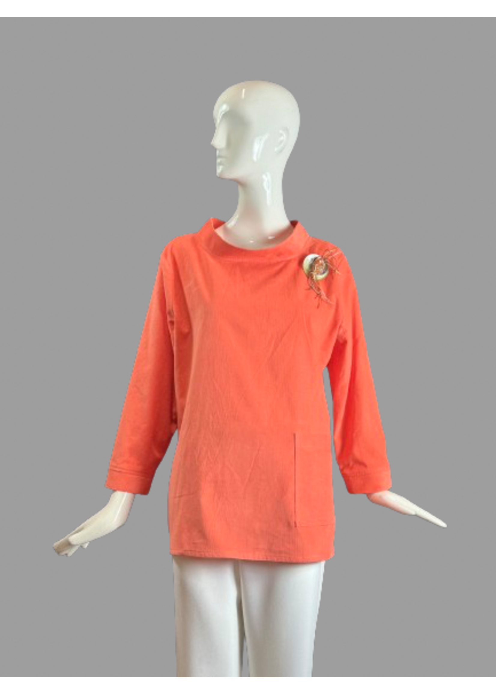 T2184-C0565-M- Coral Courduroy Tunic-M-J5112Cuffmade Smaller