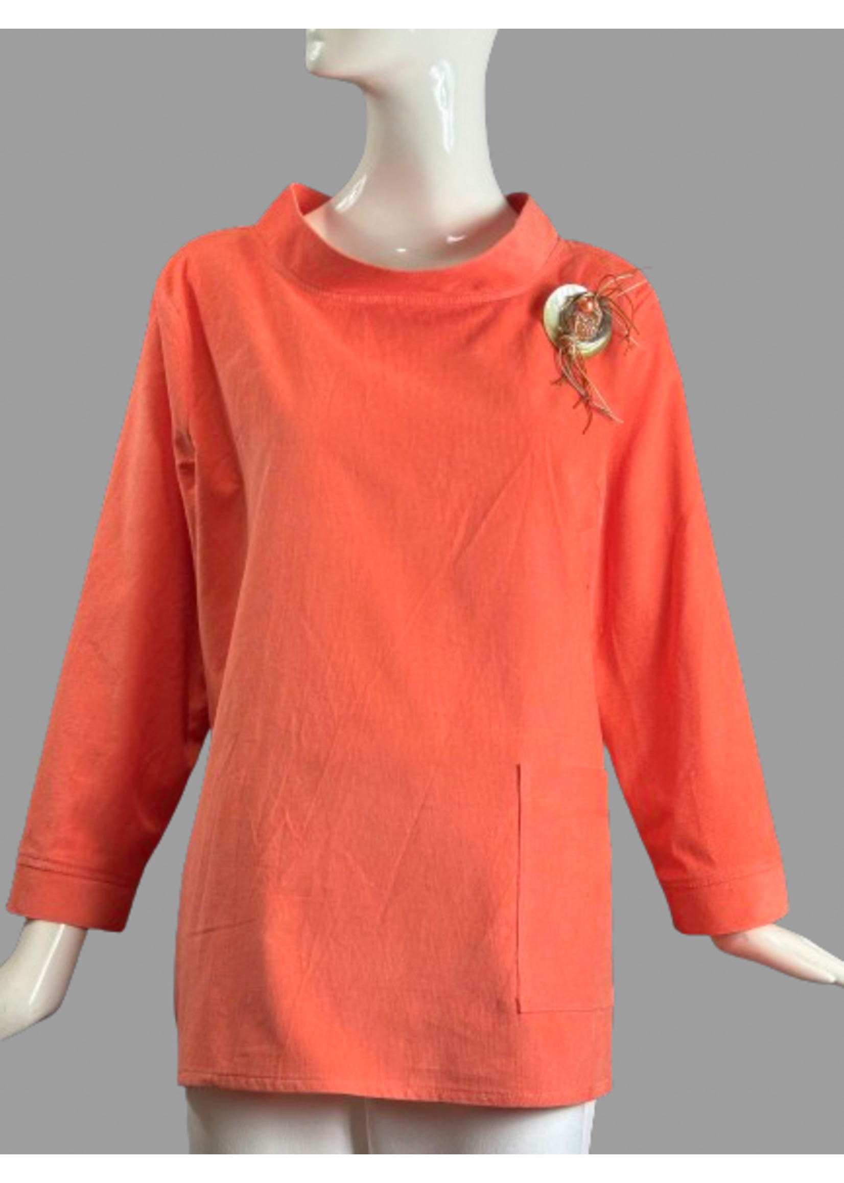 T2184-C0565-M- Coral Courduroy Tunic-M-J5112Cuffmade Smaller