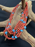 AC01-4950-24 Coral & Turquise Necklace