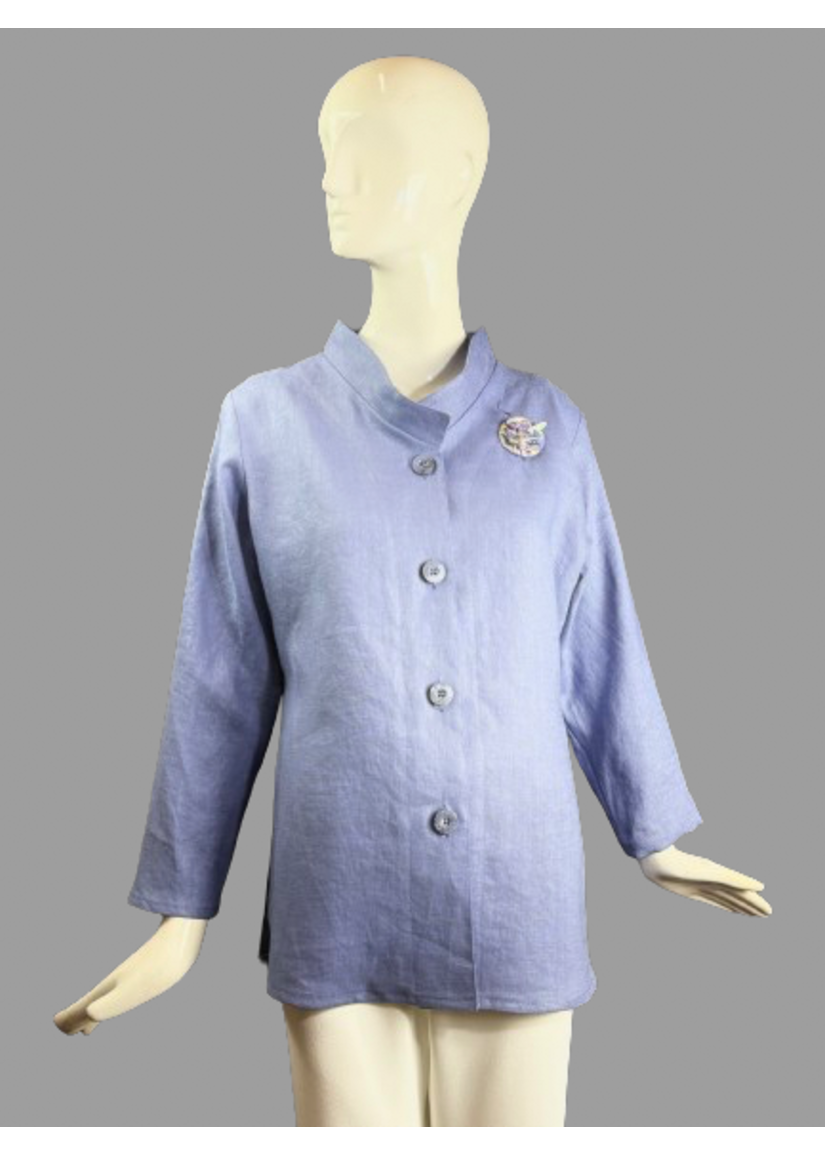 J5582+3"-L0446 Blue Chalk Linen Jacket