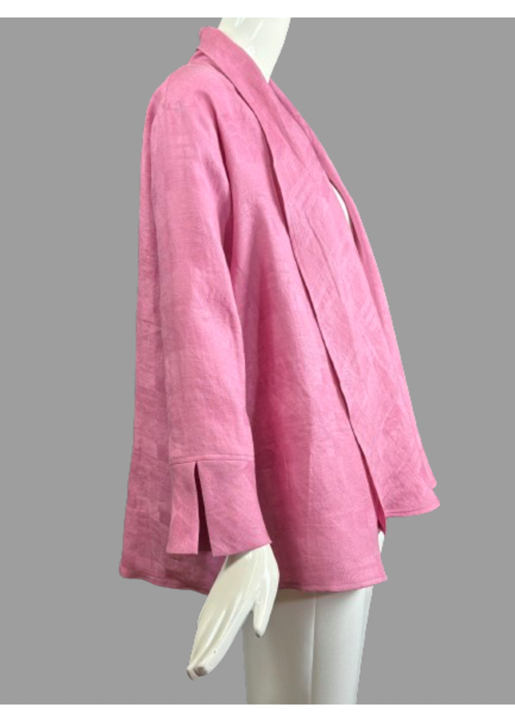 J6149-L0443-M- Pink Textured Linen Jacket -M-