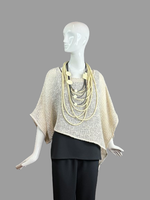C856-L0413-O/S Ivory Linen Wool Blended cape -O/S