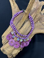 AC01-4960-24 Purple Pearls & Disc Necklace