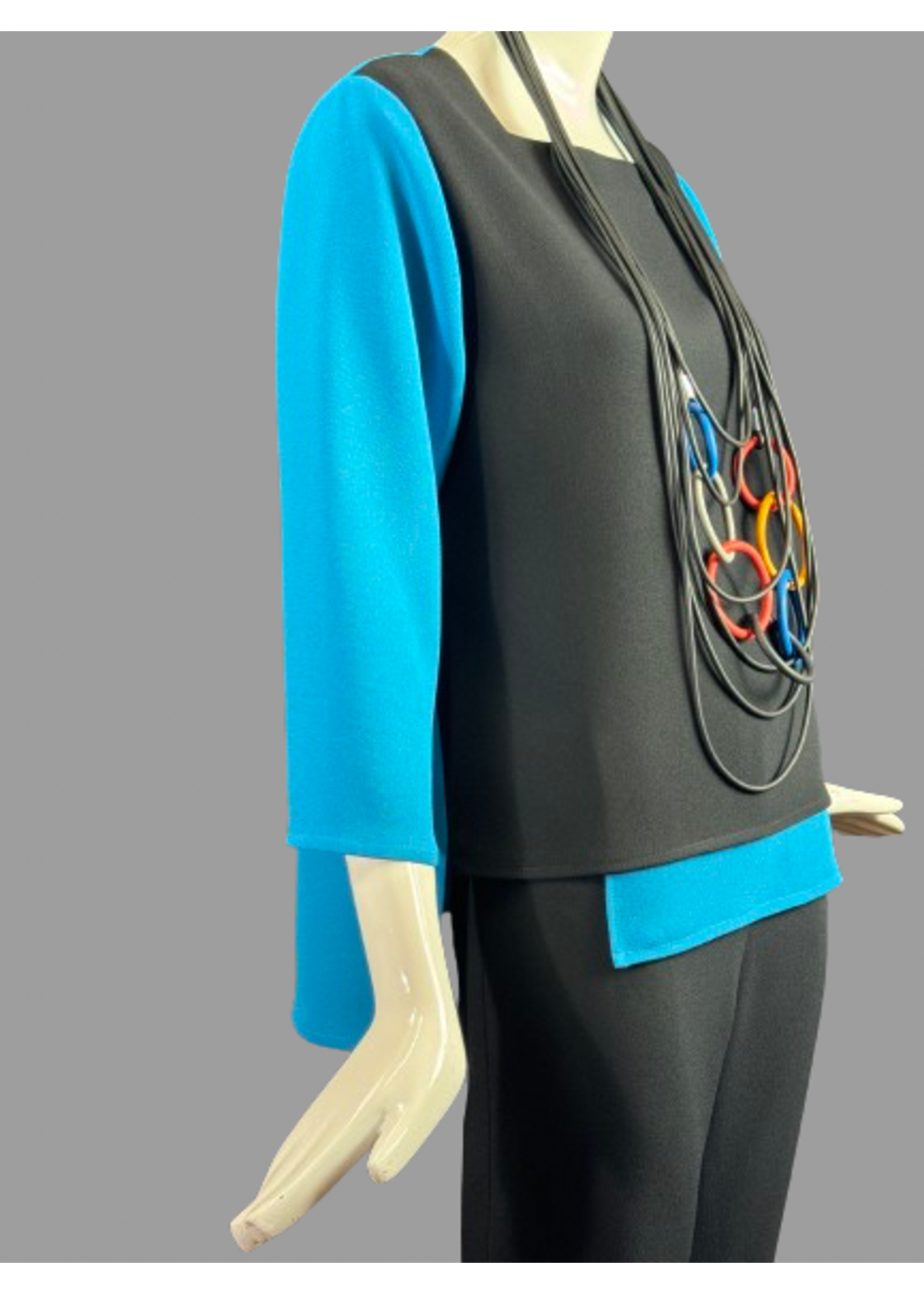 T327-MS084/MS001 Peacock&black sophia Tunic