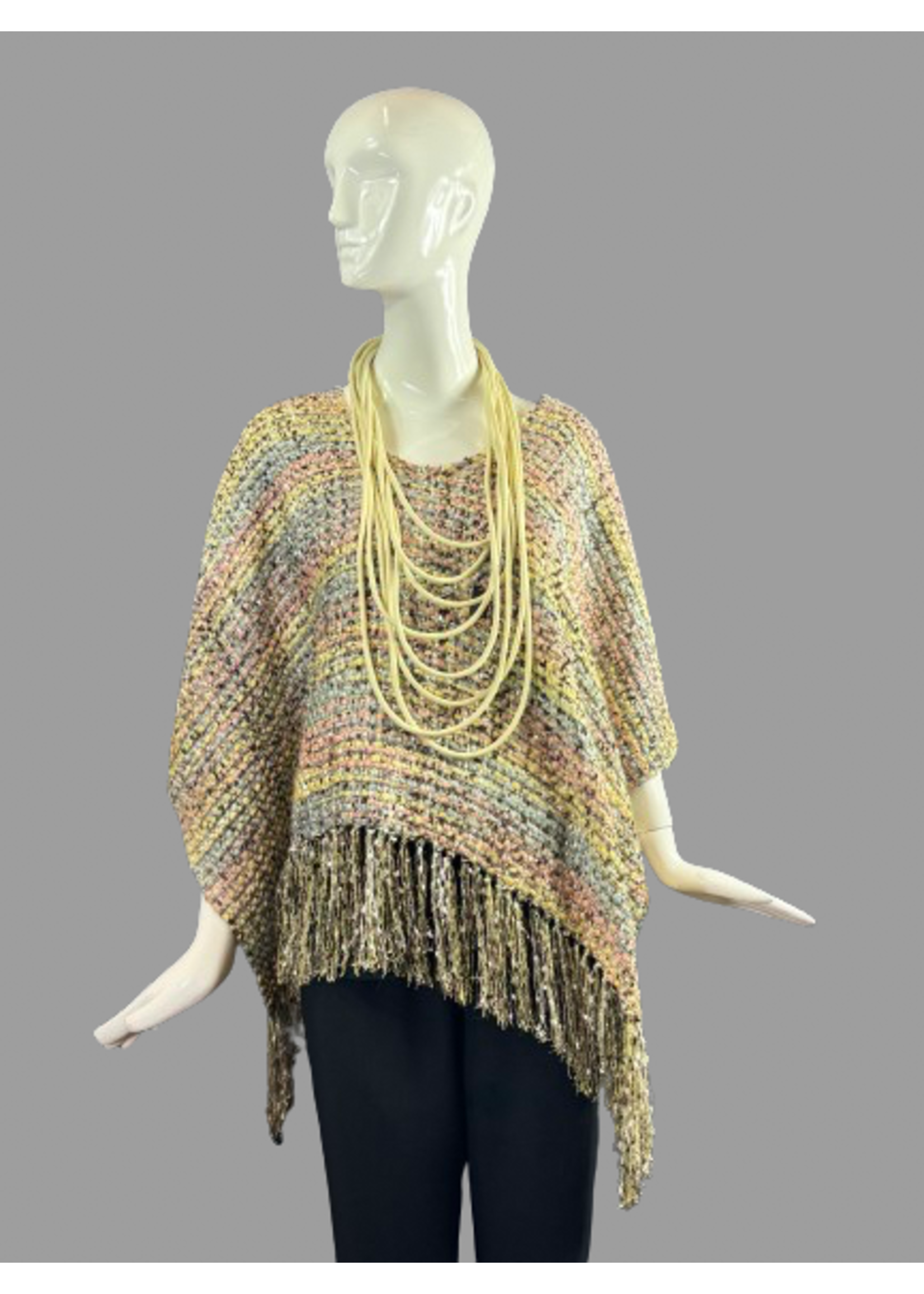 SH1051-S2353-O/S Ethan Jade Silk Matka Fringe Sides Shawl O/S