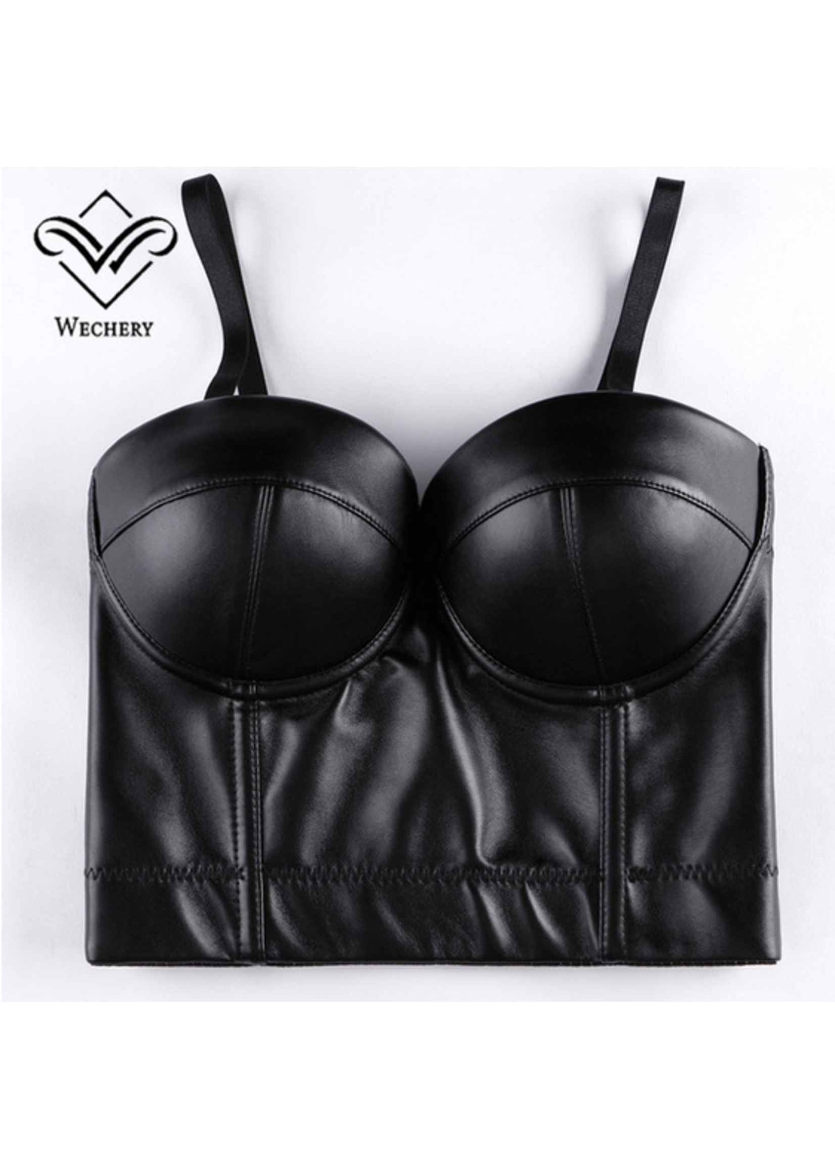 Wechery Faux Leather Stretchy Crop Top