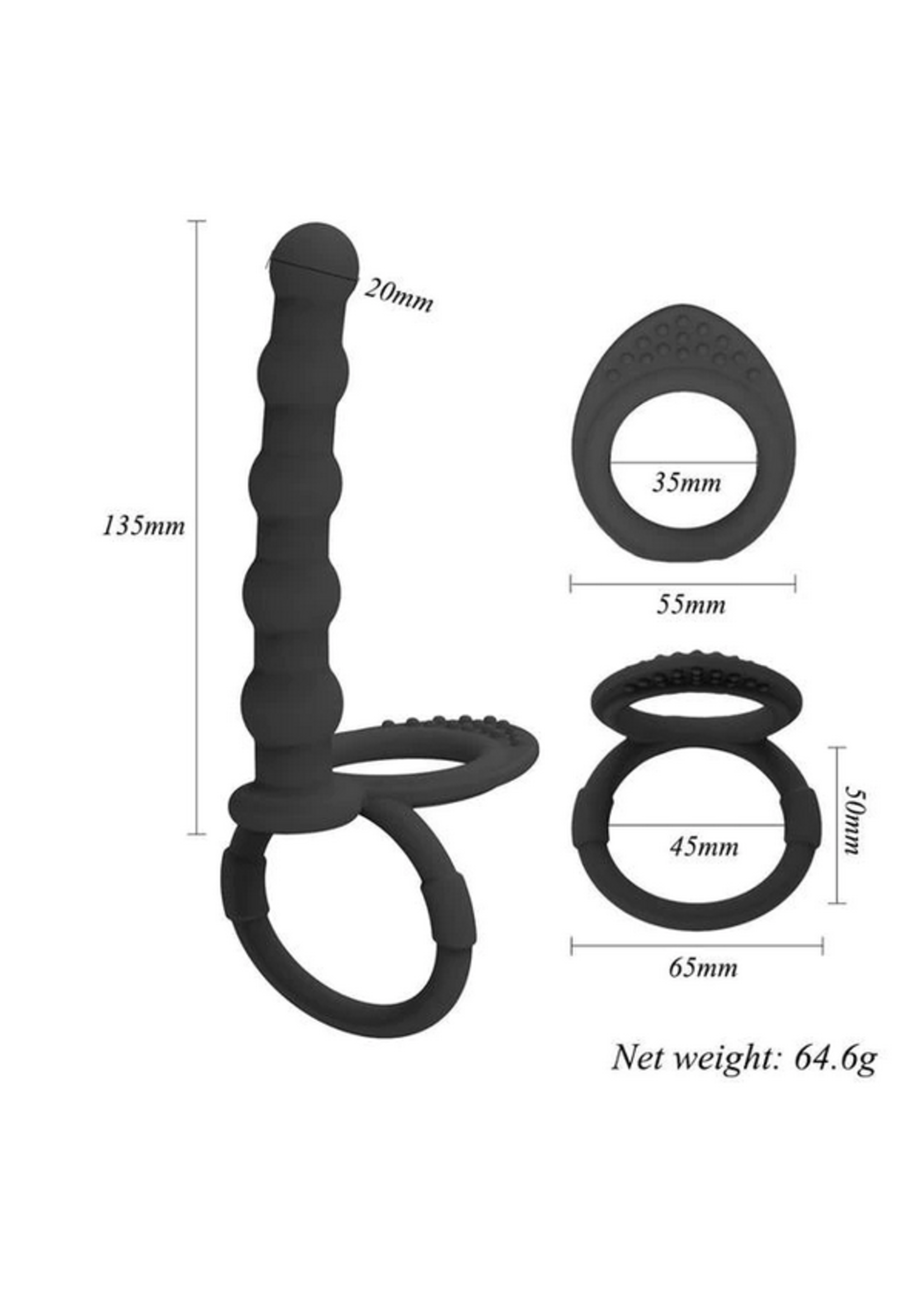 Value Double Penetration Cock Ring Black