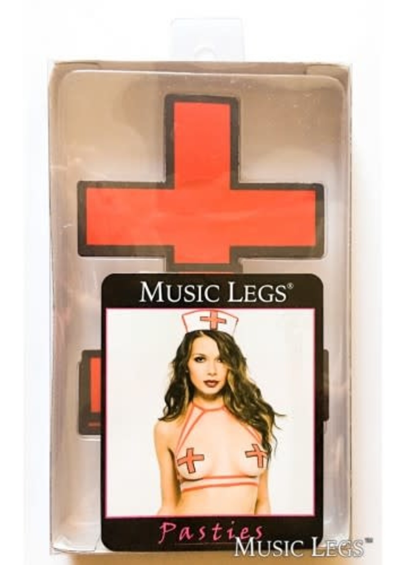 Music Legs 3 pair RED cross pasties