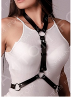 Value Pleather Chest or Back Harness 4 Ring Adjustable Middle Strap