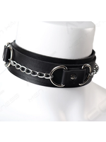 Clearance Value Black Pleather Collar with Two Chains