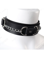 Value Black Pleather Collar with Two Chains