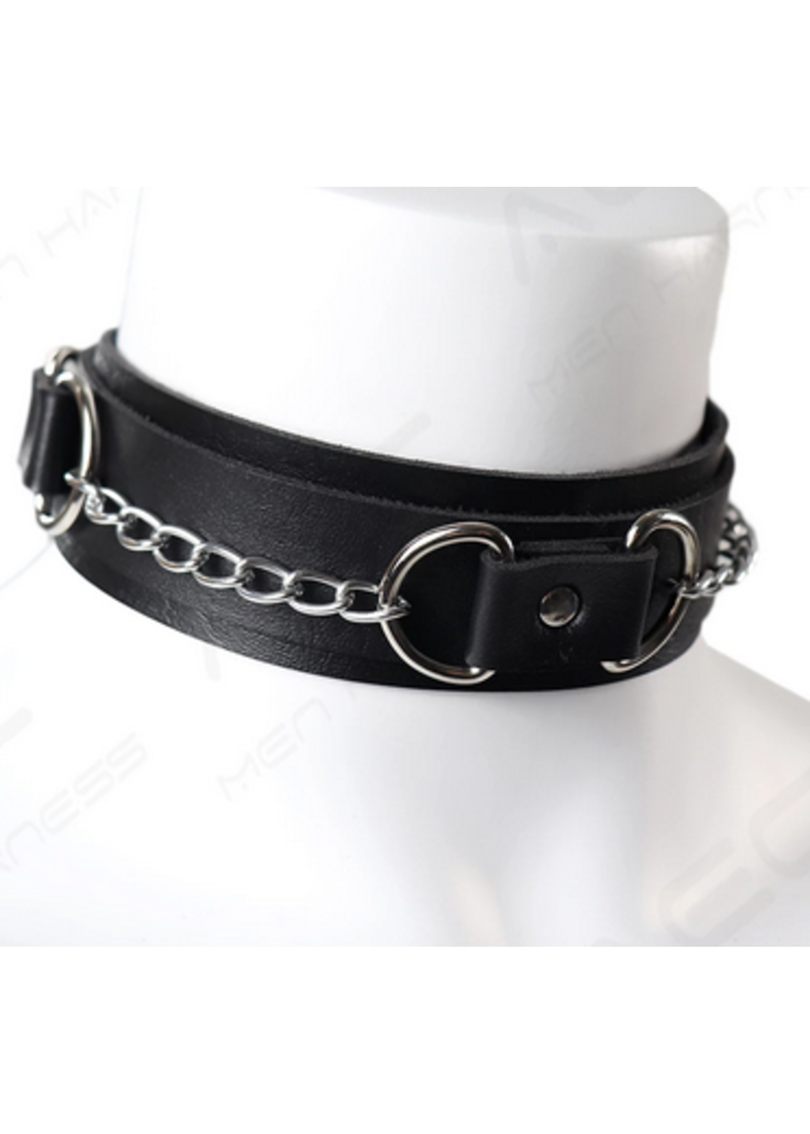 Clearance Value Black Pleather Collar with Two Chains