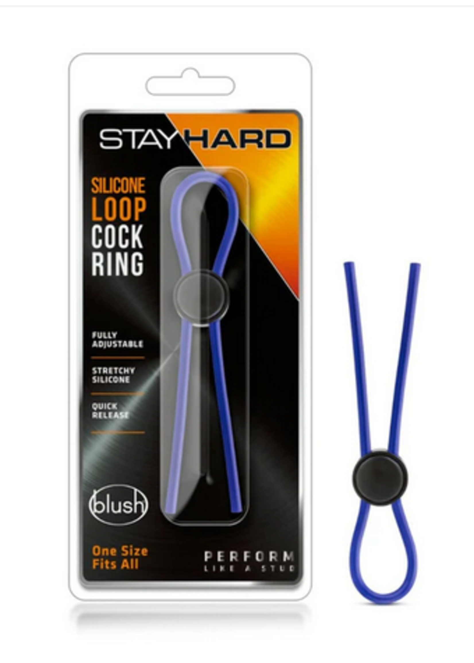 Blush Stay Hard Silicone Loop Cock Ring - Blue