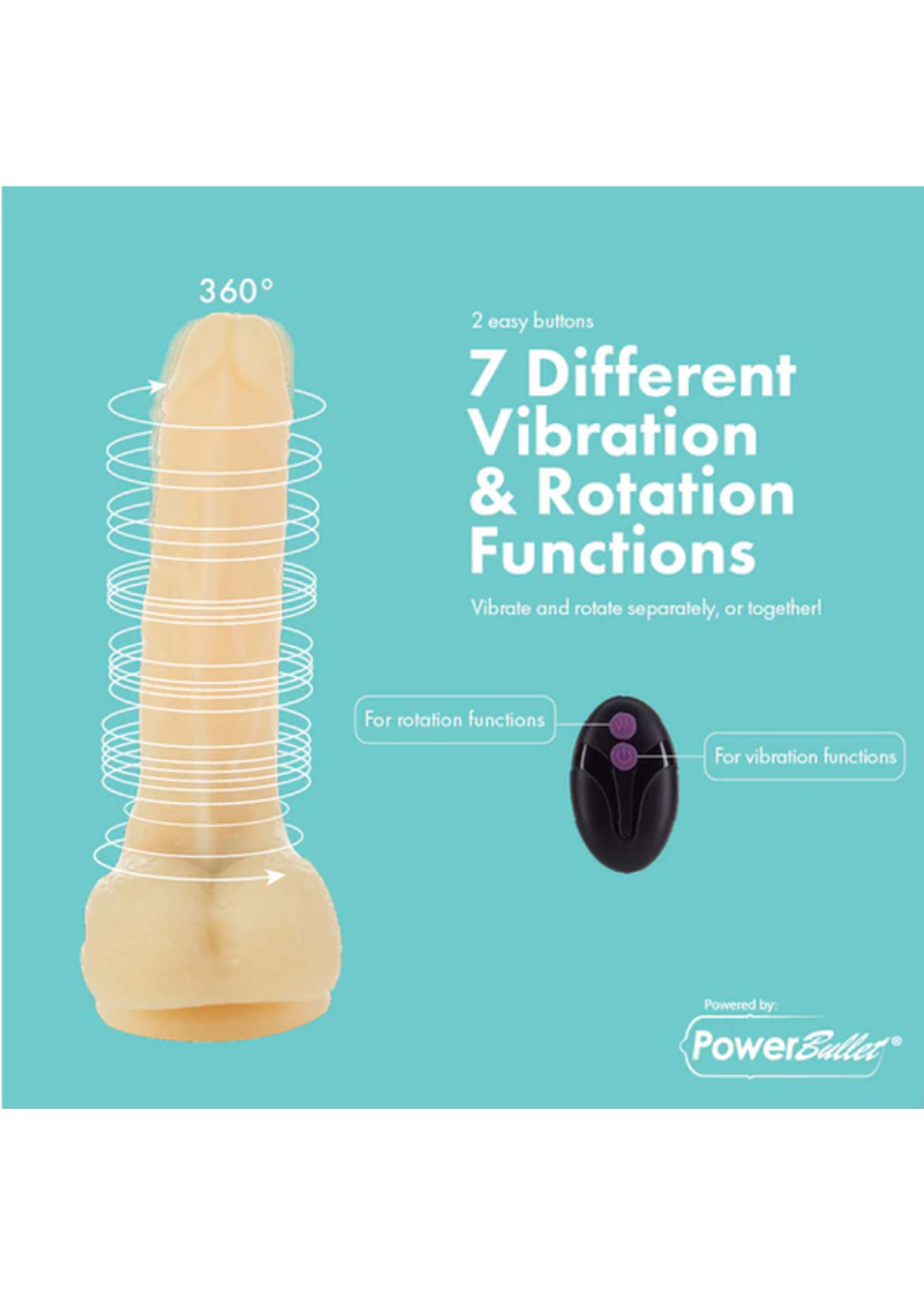 Pure Love Pure Love Vibrating and Rotating Dildo with Remote