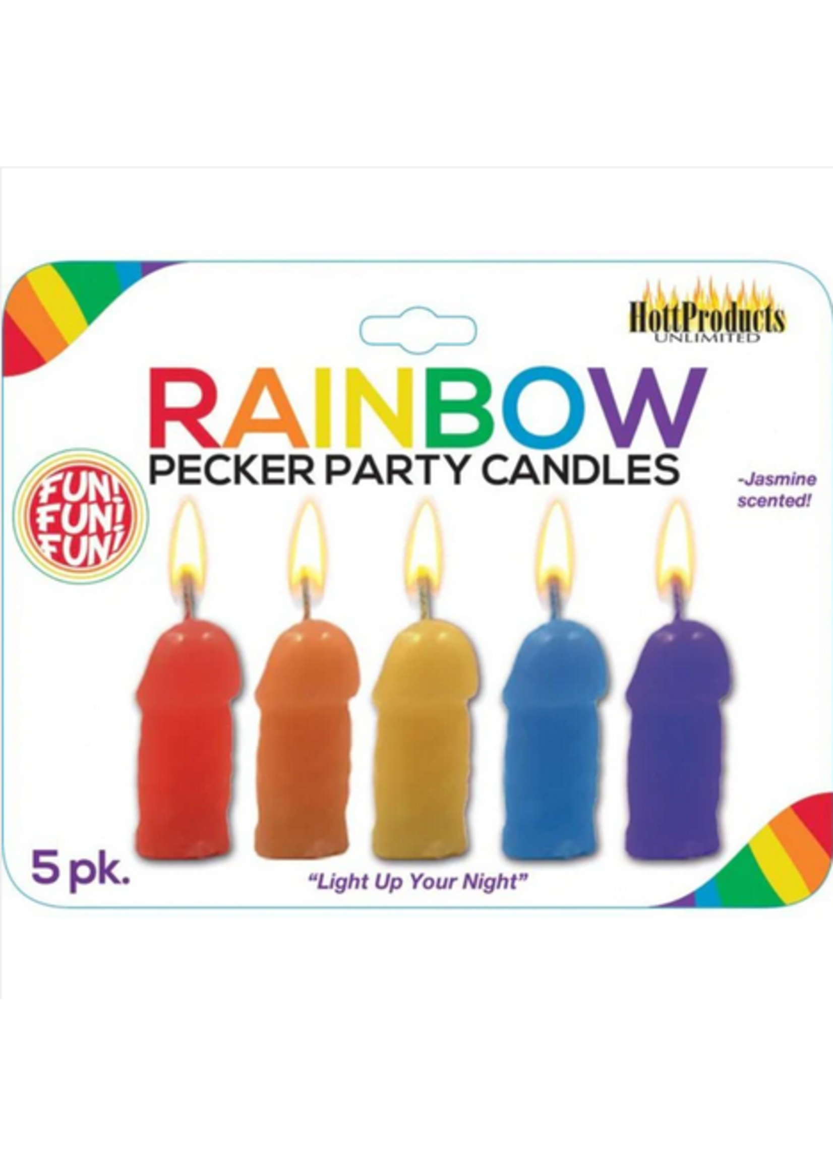 Rainbow Pecker Party Candles 5pk