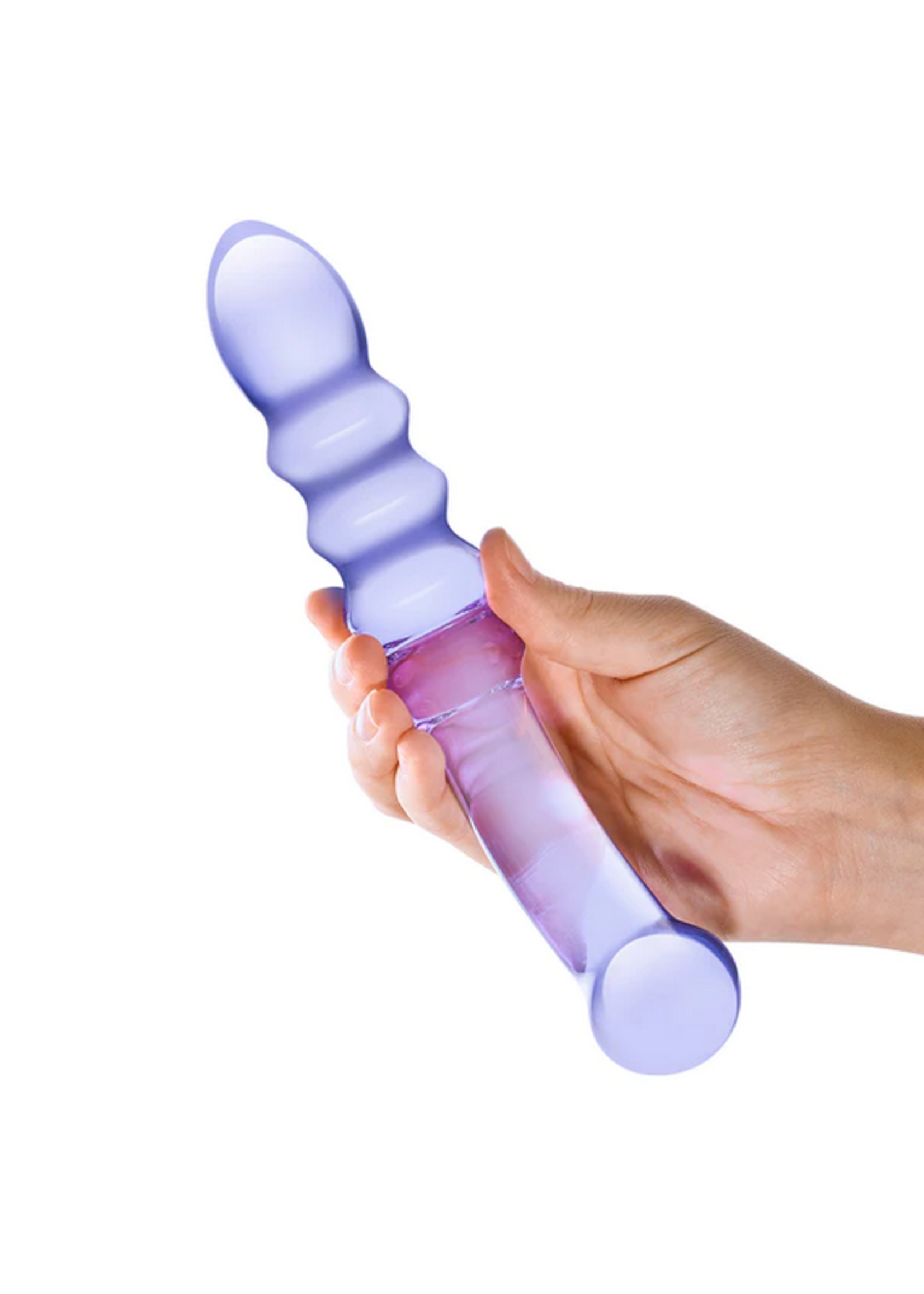 Pipedream Glas Purple Rain 9” Glass Ribbed Dildo