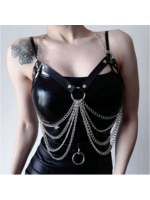 Value Faux Leather Chest Harness with chains under Breast