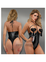 Clearance Wetlook PVC Open Chest Bodysuit O/S