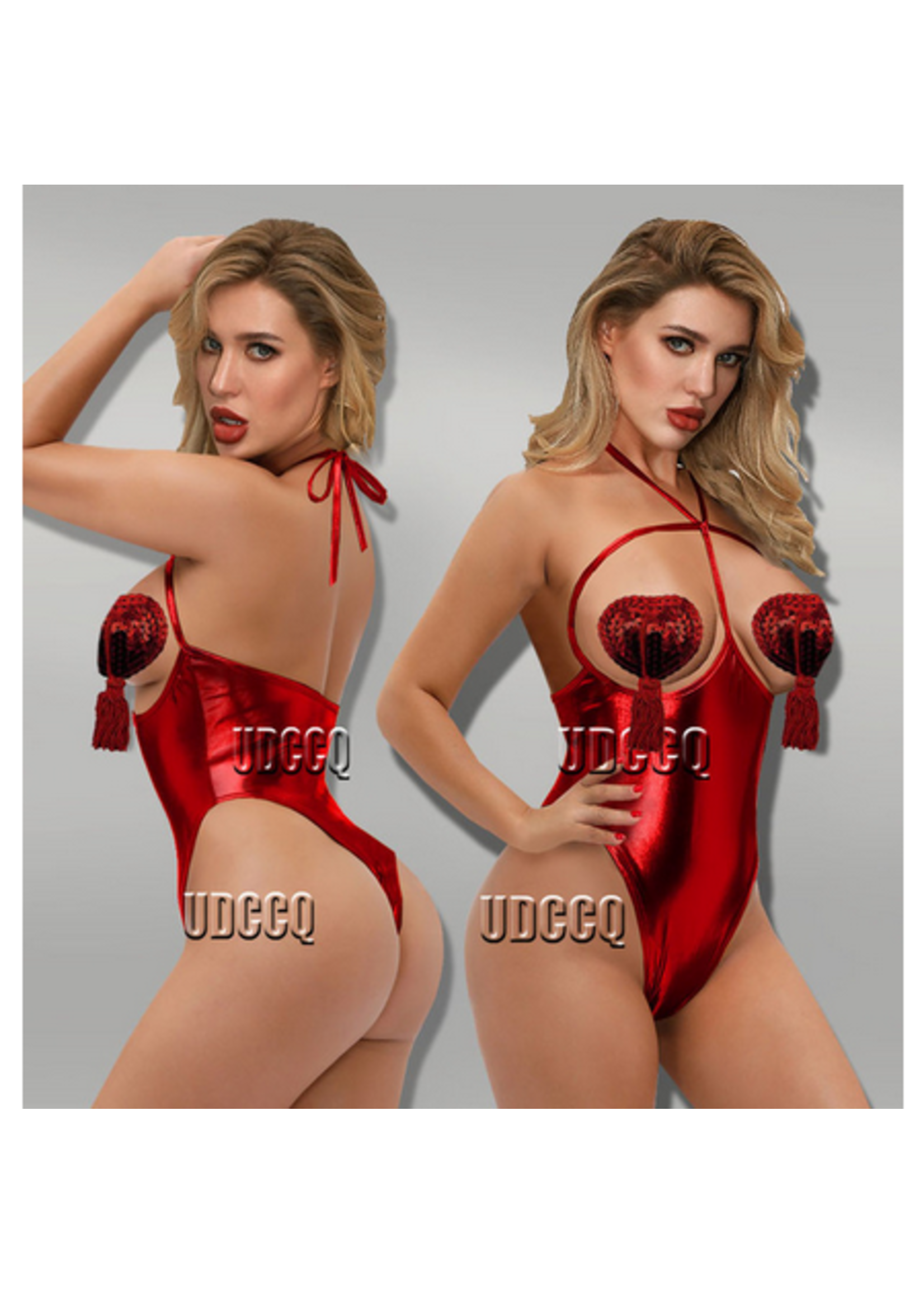 Clearance Wetlook PVC Open Chest Bodysuit O/S