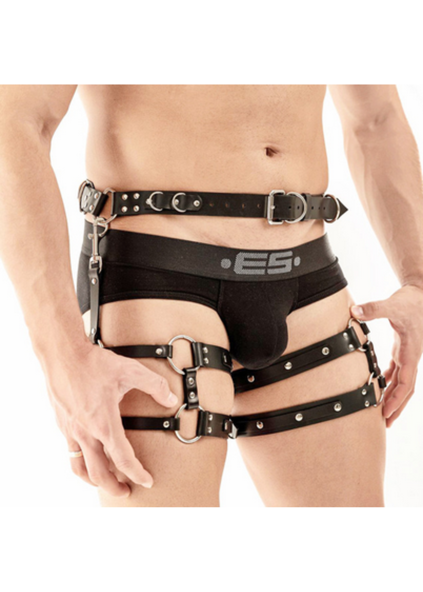 Value Faux Leather Mens Waist & Leg Harness