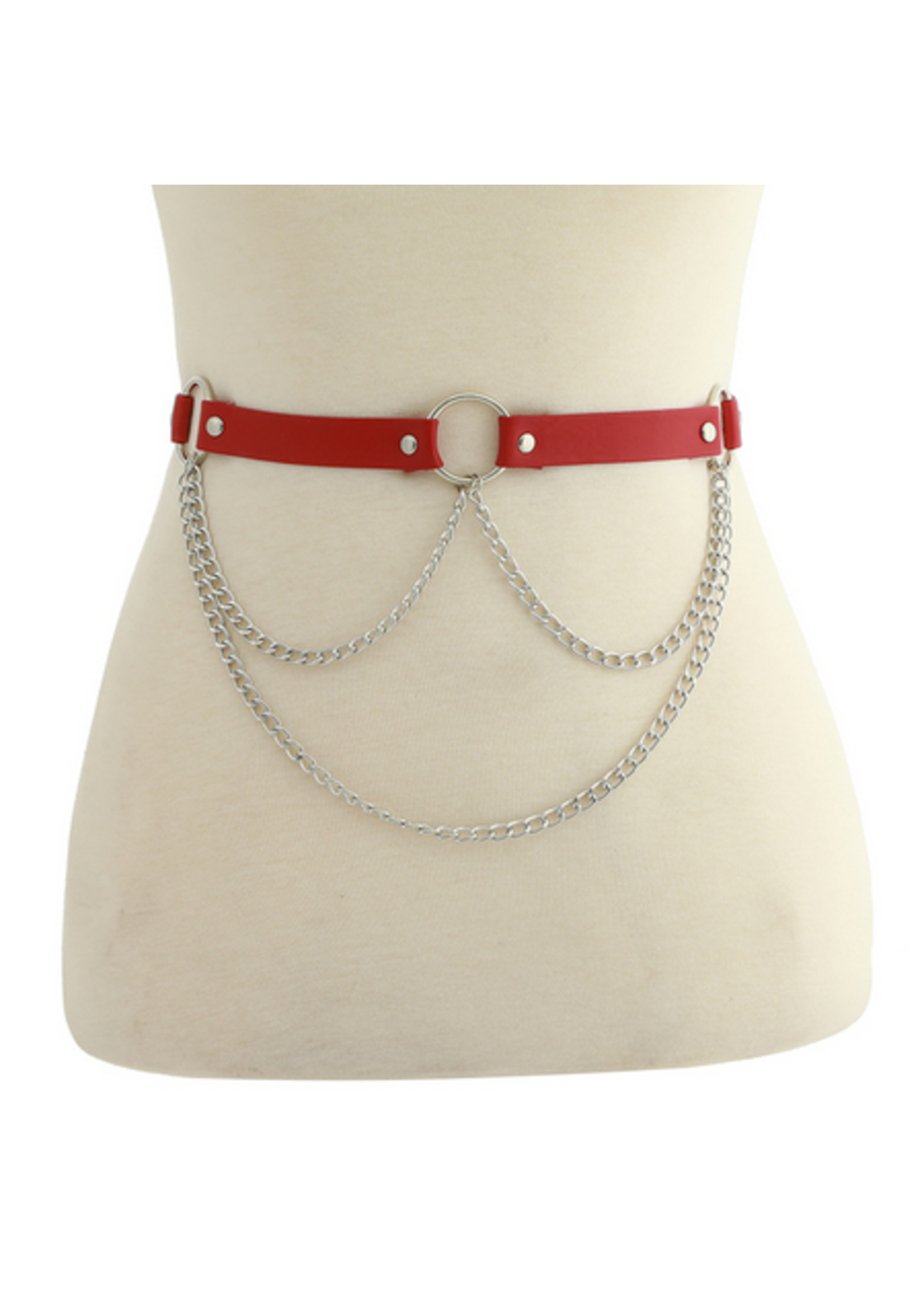 Faux Leather Waist Belly Chain Belt Size: Small