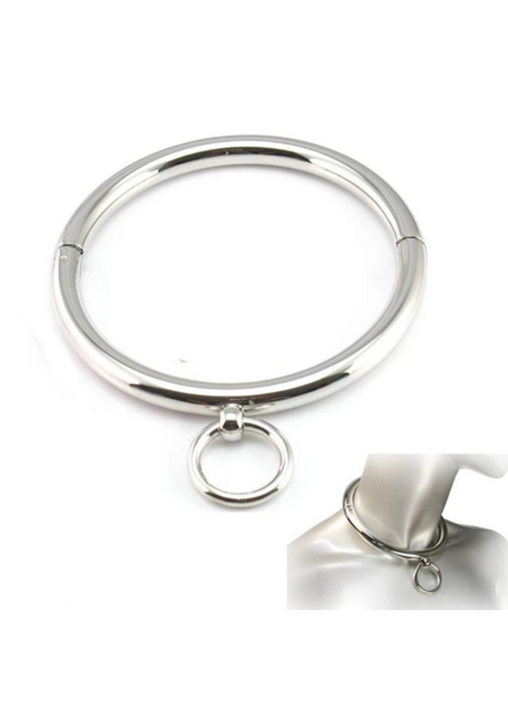 Clearance Solid Metal Collar with Leash Ring