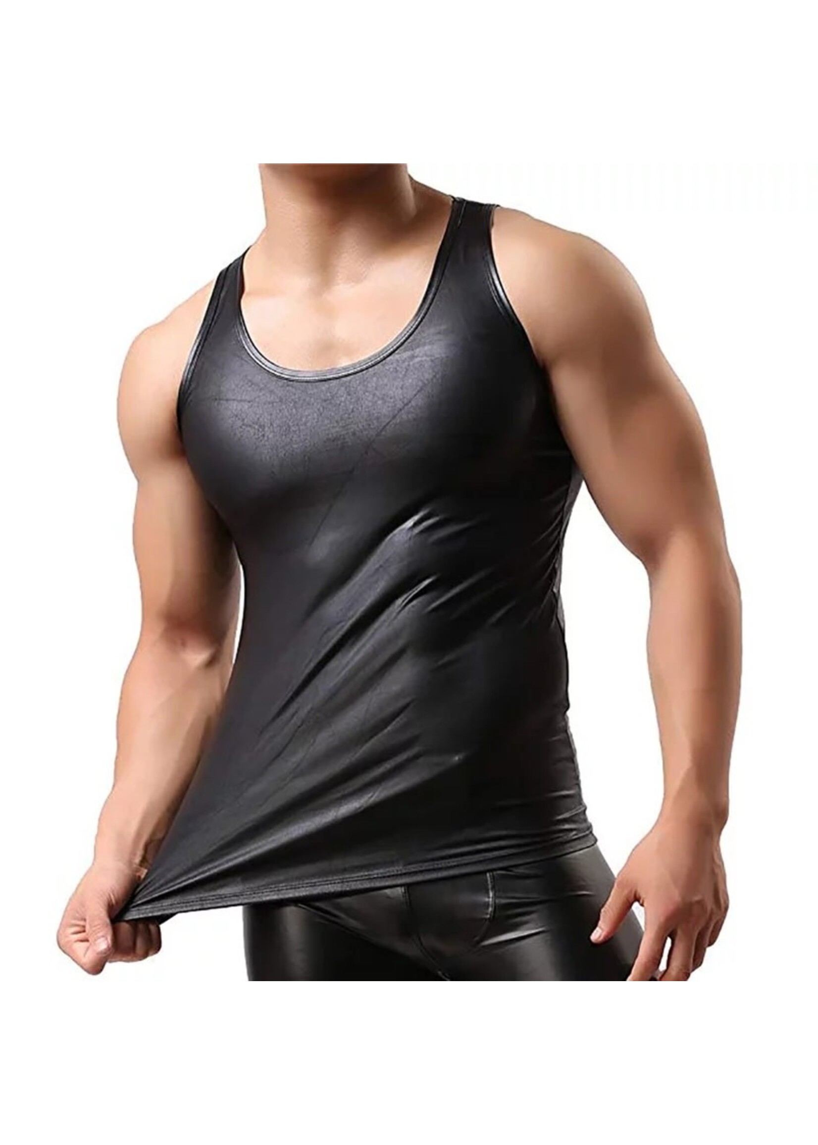 Men's PU Leather Tank Top