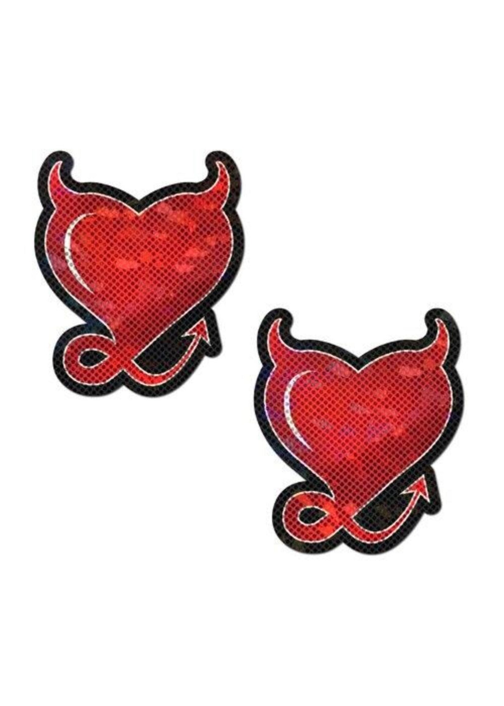 Red Glitter Hearts w Horns & Tail Pastie