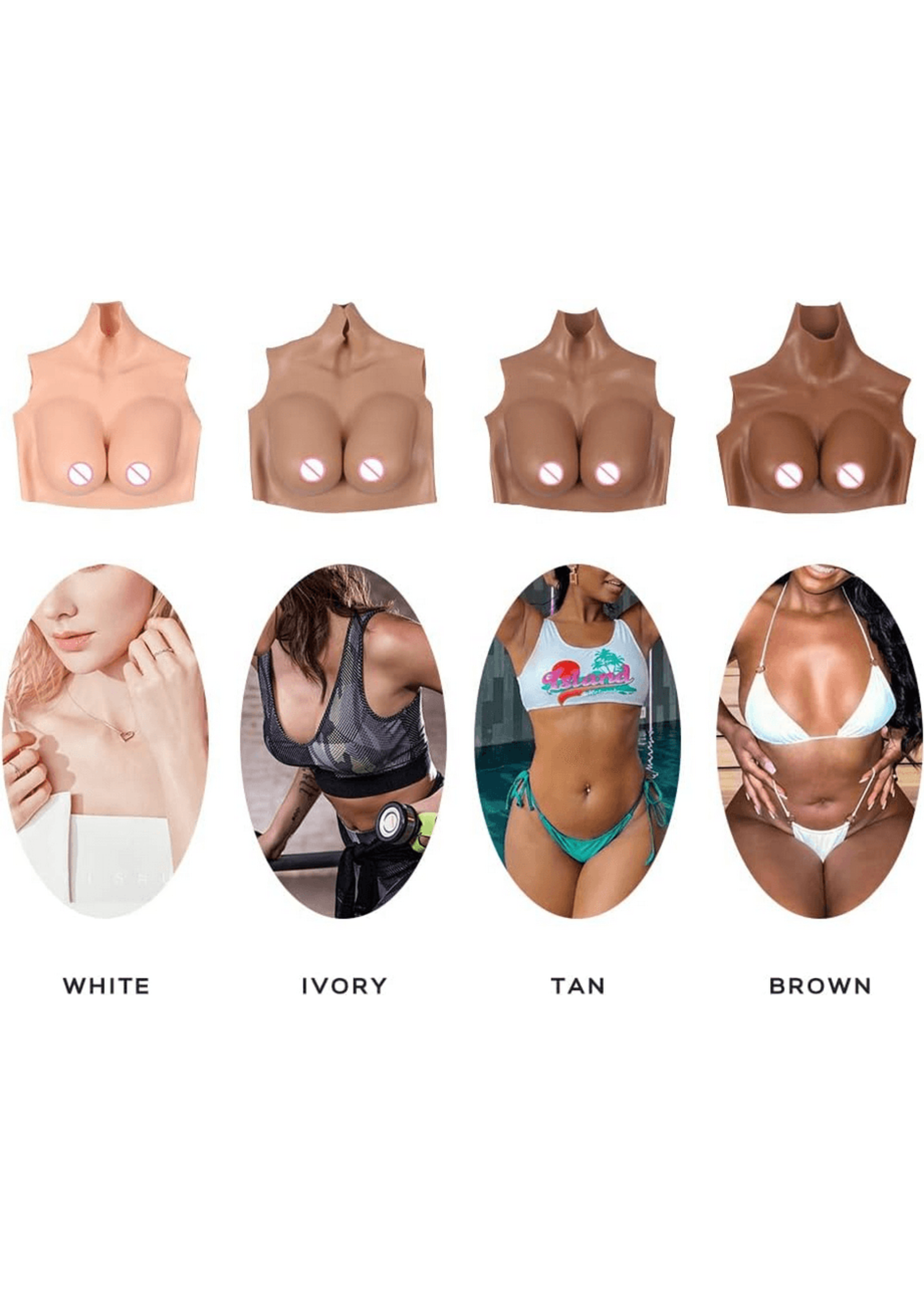 Silicone Breast Forms D Cup - White