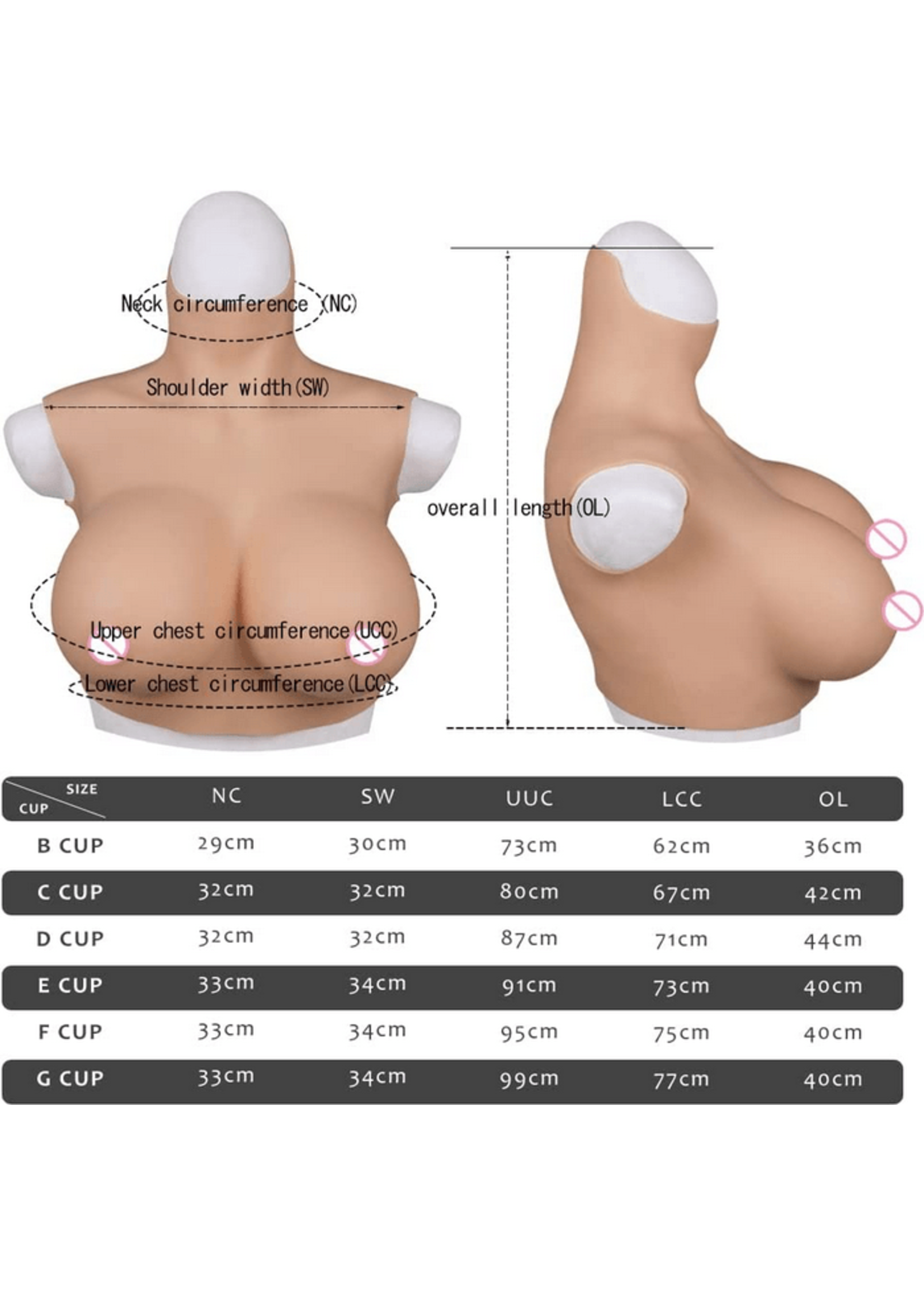 Silicone Breast Forms D Cup - White