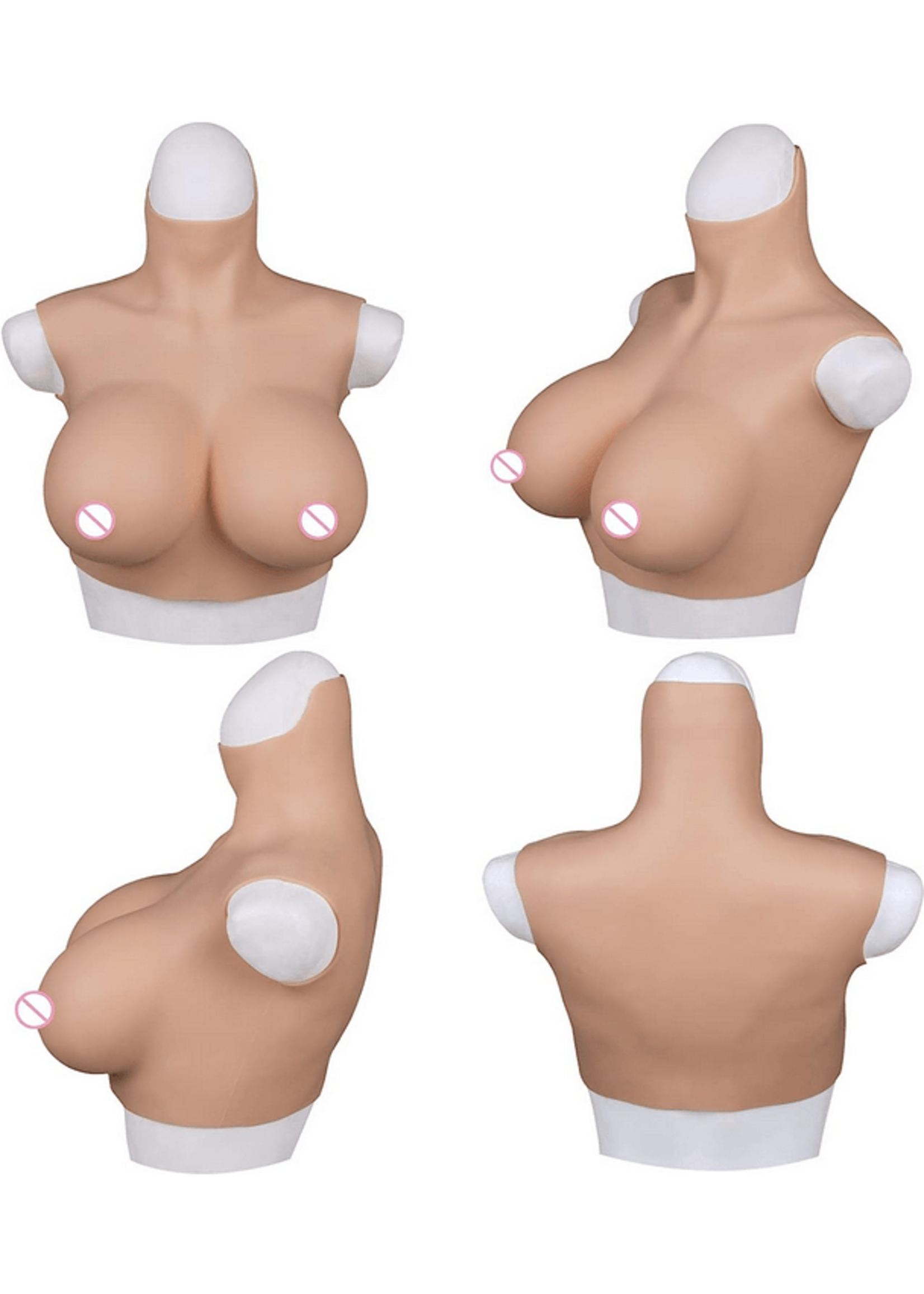 Silicone Breast Forms D Cup - White